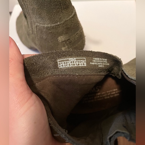 TOMS Size 6.5 MAJORCA SUEDE PEEP TOE ANKLE BOOTS IN GREEN - Picture 4 of 4